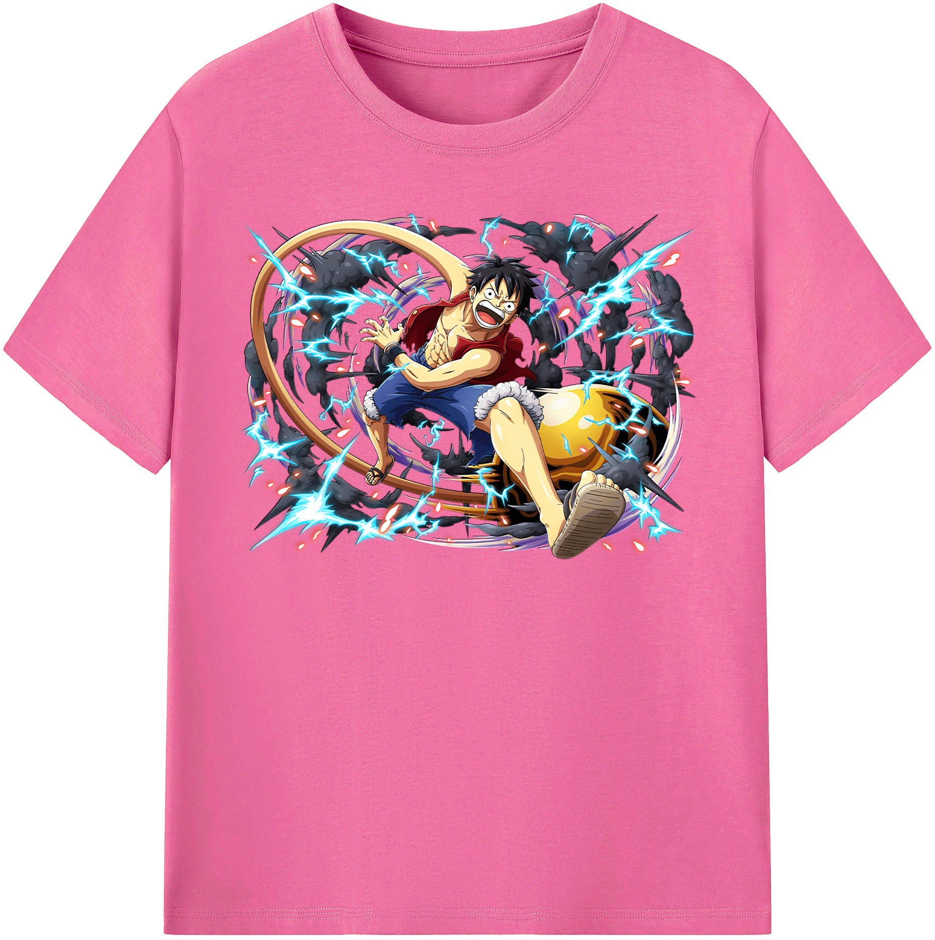 ワンピース モンキー・D・ルフィ ONE PIECE Monkey D. Luffy レディースカジュアルプリントTシャツ（綿100％）